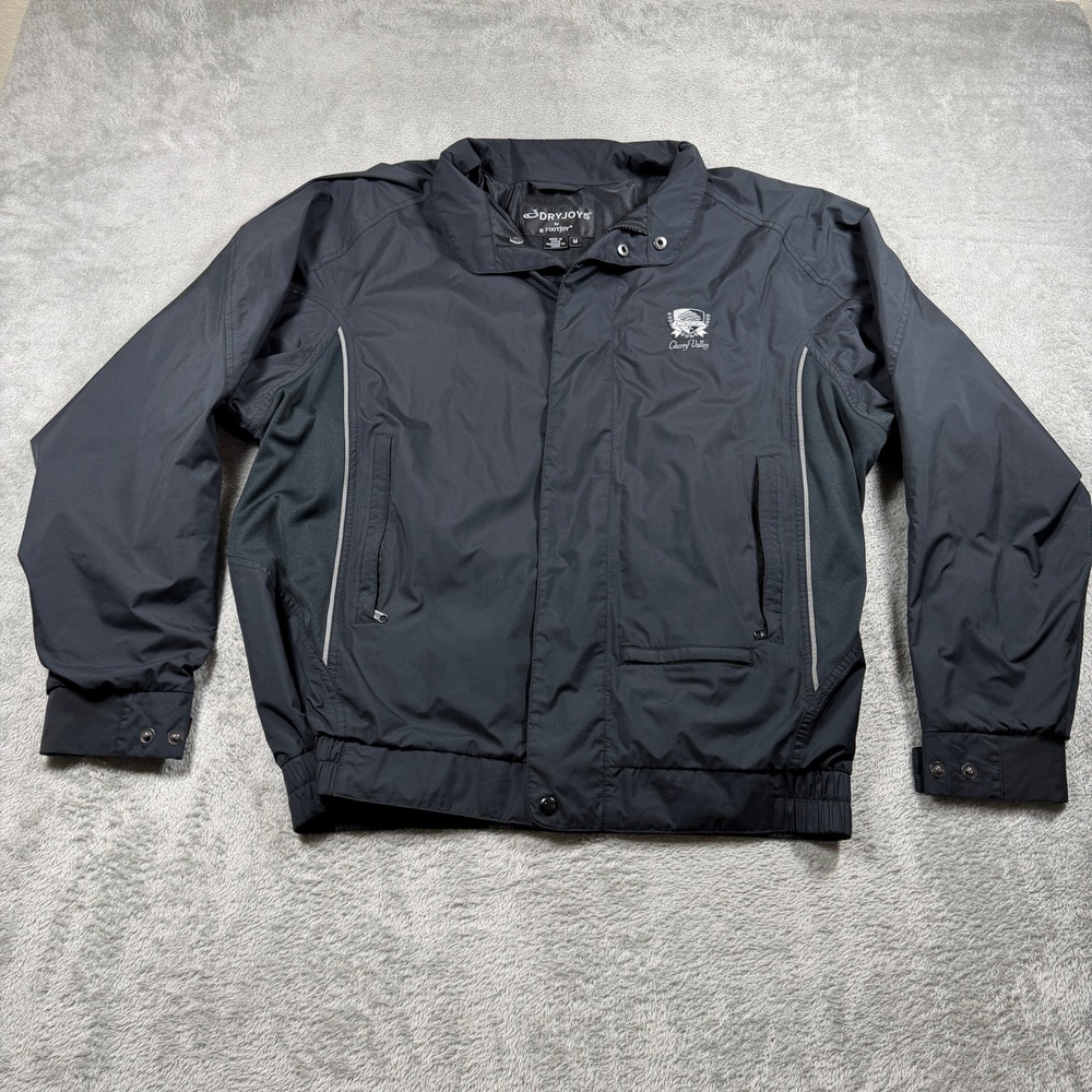 FootJoy DryJoys Golf Jacket Mens Medium Black Bomber Full Zip Windbreaker